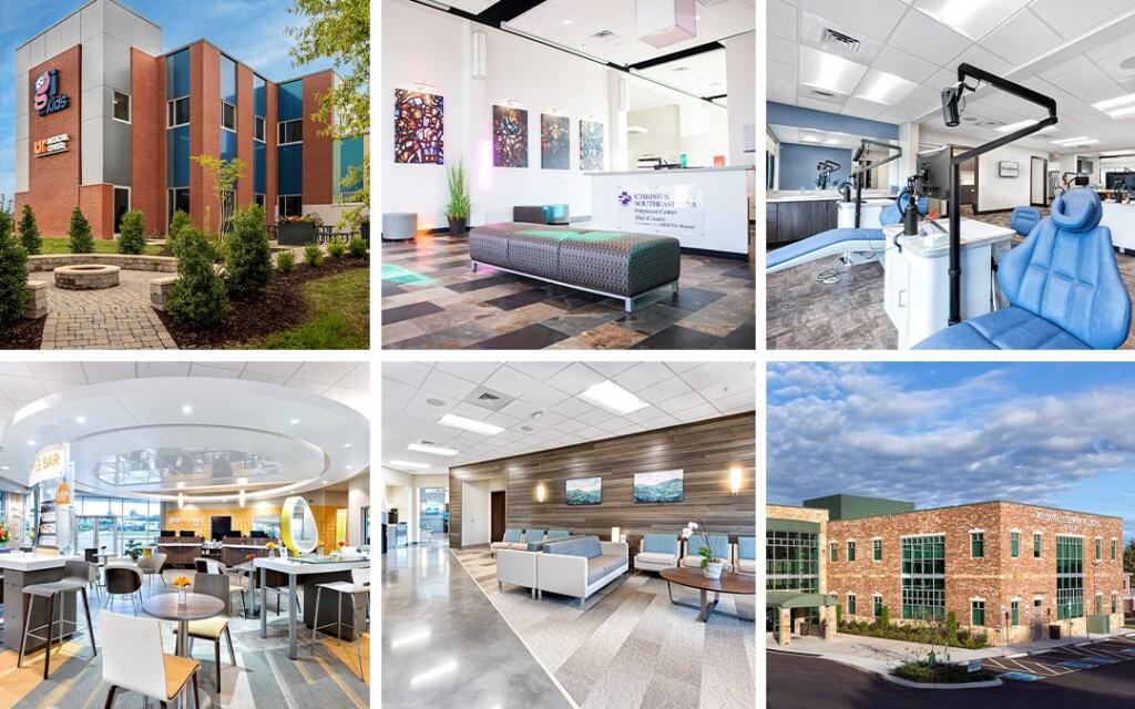 Healthcare facility exterior and interior designs showcasing modern architecture, patient-friendly spaces, and innovative layouts, designed and built by George Ewart, a top commercial architect firm in Knoxville, TN.