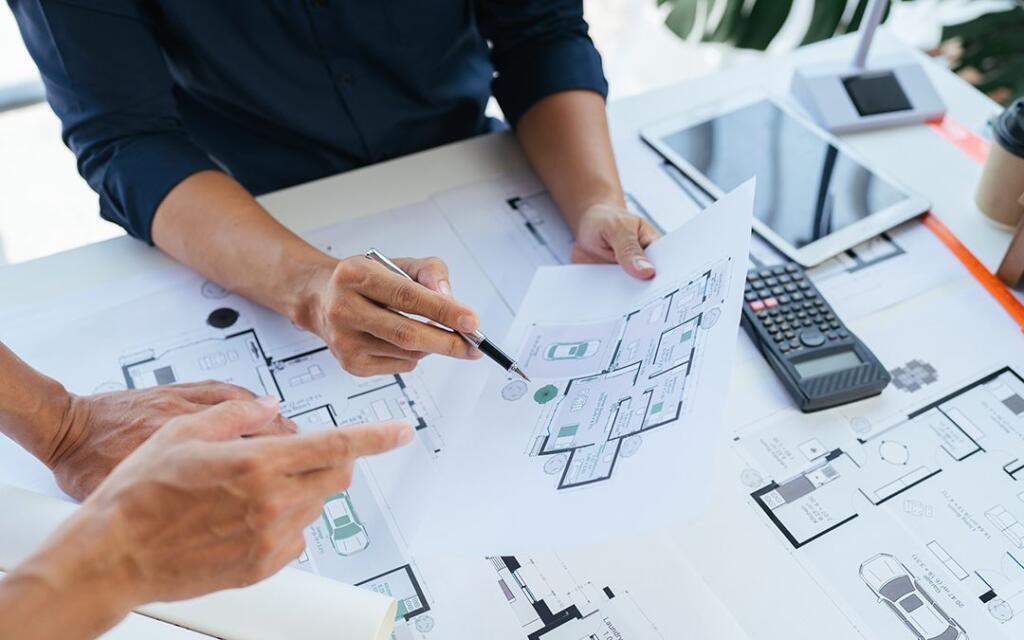A commercial architect looking at a project